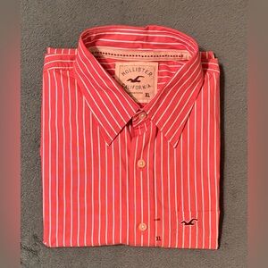 Hollister Men's Red and White Striped Shirt, Size: XL. (6003)
